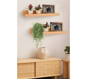 Stewehome Σετ 2 τεμαχίων ξύλινα διακοσμητικά ράφια 50 cm για αξεσουάρ Μπεζ 50x5x5 cm 929335 |  Ραφιέρες τοίχου στο espiti
