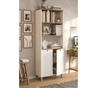 Stewehome Βιβλιοθήκη με ράφια και ξύλινα πόδια 180cm με ντουλάπι Λευκό 100x70x180 cm 326916 |  Βιβλιοθήκες στο espiti