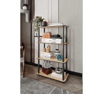 Stewehome Διακοσμητική βιβλιοθήκη 4 επιπέδων από MDF με ορθογώνια ράφια Καφέ 60x30x95 cm 785887 |  Βιβλιοθήκες στο espiti