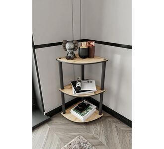 Stewehome Γωνιακή βιβλιοθήκη 3 επιπέδων από MDF για το σαλόνι Καφέ 34x71x34 cm 715805 |  Βιβλιοθήκες στο espiti