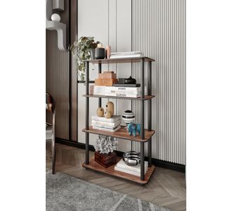 Stewehome Διακοσμητική βιβλιοθήκη 4 επιπέδων από MDF με ορθογώνια ράφια Καφέ 60x30x95 cm 563009 |  Βιβλιοθήκες στο espiti