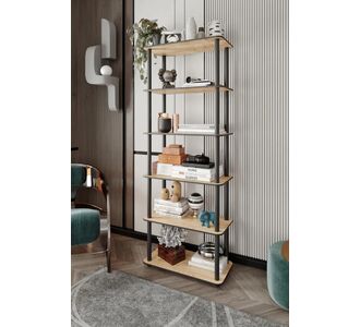 Stewehome Διακοσμητική βιβλιοθήκη 6 επιπέδων από MDF με ορθογώνια ράφια Καφέ 60x30x160 cm 543256 |  Βιβλιοθήκες στο espiti