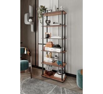 Stewehome Διακοσμητική βιβλιοθήκη 6 επιπέδων από MDF σε σκανδιναβικό στυλ Καφέ 60x30x160 cm 678821 |  Βιβλιοθήκες στο espiti