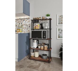 Stewehome Πολυλειτουργικό διακοσμητικό ράφι MDF με 4 επίπεδα σε σκανδιναβικό στυλ Καφέ 68x33x95 cm 631186 |  Βιβλιοθήκες στο espiti