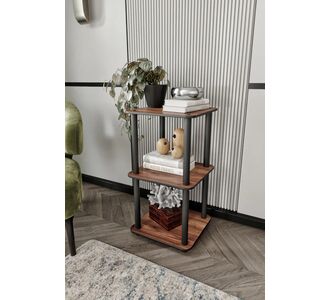Stewehome Διακοσμητική βιβλιοθήκη 3 επιπέδων από MDF με μοντέρνο σχεδιασμό Καφέ 34x34x65 cm 747454 |  Βιβλιοθήκες στο espiti