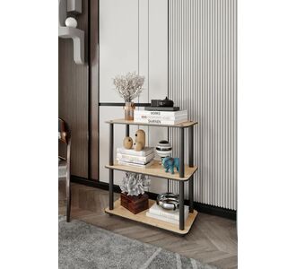 Stewehome Διακοσμητική βιβλιοθήκη 3 επιπέδων από MDF με ορθογώνια ράφια πολλαπλών χρήσεων Καφέ 60x30x65 cm 481876 |  Βιβλιοθήκες στο espiti