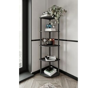 Stewehome Γωνιακή βιβλιοθήκη 5 επιπέδων από MDF Μαύρο 34x160x34 cm 129324 |  Βιβλιοθήκες στο espiti