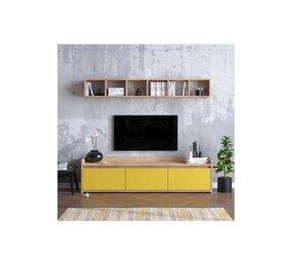 Stewehome Σκανδιναβική τηλεοπτική μονάδα με πόρτες Κίτρινο 150x35x45 cm 742886 |  Έπιπλα τηλεόρασης στο espiti