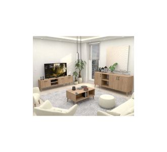 Stewehome Σετ σκανδιναβικού στιλ έπιπλο τηλεόρασης με ξύλινα πόδια τραπεζάκι σαλονιού και κονσόλα Κίτρινο 180x35x53 cm 808269 |  Έπιπλα τηλεόρασης στο espiti