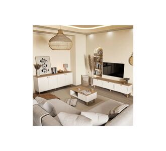 Stewehome Σετ μποέμ σύνθεσης τηλεόρασης τραπεζιού σαλονιού και κονσόλας με πόρτες από MDF Κίτρινο 180x35x50 cm 257245 |  Έπιπλα τηλεόρασης στο espiti