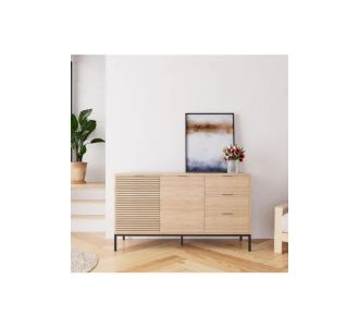 Stewehome Σκανδιναβική μοντέρνα κονσόλα αποθήκευσης με πόρτες και συρτάρια για γραφείο σαλόνι και γωνιά καφέ Καφέ 140x40x80 cm 776753 |  Βιτρίνες - Έπιπλα εισόδου στο espiti