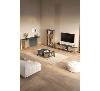 Stewehome Σετ 4 τεμαχίων σκανδιναβικού στιλ με κονσόλα τραπεζάκι σαλονιού βιβλιοθήκη και έπιπλο τηλεόρασης από πεύκο Καφέ 160x35x39 cm 728444 |  Έπιπλα τηλεόρασης στο espiti
