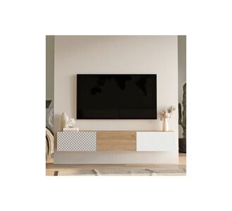 Stewehome Σκανδιναβική επιτοίχια μονάδα τηλεόρασης από μοριοσανίδα με πόρτες Καφέ 180x32x29 cm 515576 |  Έπιπλα τηλεόρασης στο espiti