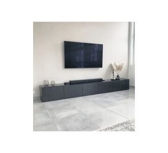 Stewehome Μοντέρνα τηλεοπτική μονάδα με ντουλάπι από σανίδα μελαμίνης Γκρι 300x30x40 cm 696003 |  Έπιπλα τηλεόρασης στο espiti