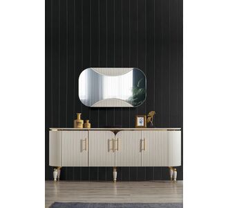 Stewehome Κονσόλα τραπεζαρίας MDF με ντουλάπια και πόρτες μοντέρνου στιλ Γκρι 200x45x80 cm 713473 |  Βιτρίνες - Έπιπλα εισόδου στο espiti