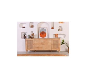 Stewehome Κονσόλα από 100% mdf σκανδιναβικού στιλ με ράφι και πόρτες Καφέ 180x41x80 cm 170122 |  Βιτρίνες - Έπιπλα εισόδου στο espiti