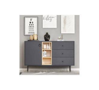 Stewehome Κονσόλα με συρτάρια και ντουλάπι Γκρι 130x40x78 cm 711116 |  Βιτρίνες - Έπιπλα εισόδου στο espiti