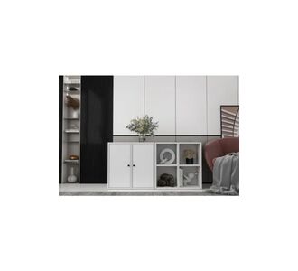 Stewehome Κονσόλα με δύο πόρτες και ράφι χωρίς πλαίσιο Λευκό 130x30x65 cm 875561 |  Βιτρίνες - Έπιπλα εισόδου στο espiti