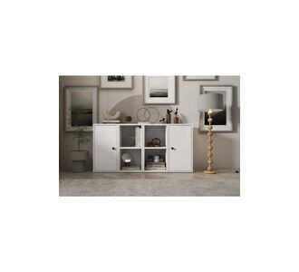 Stewehome Κονσόλα με δύο πόρτες και ράφι χωρίς πλαίσιο Λευκό 129x30x65 cm 479953 |  Βιτρίνες - Έπιπλα εισόδου στο espiti