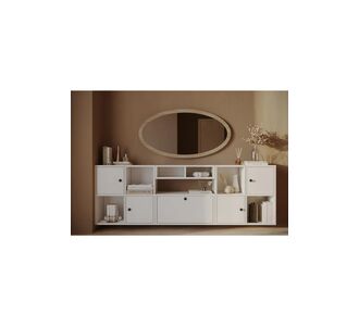 Stewehome Κονσόλα με 5 πόρτες με πτυσσόμενη πόρτα ανοιχτά ράφια και πόρτες για πολλαπλή αποθήκευση Λευκό 196x30x66 cm 327142 |  Βιτρίνες - Έπιπλα εισόδου στο espiti