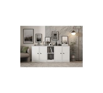 Stewehome Κονσόλα με ράφι και ντουλάπι Λευκό 129x160x160 cm 292146 |  Βιτρίνες - Έπιπλα εισόδου στο espiti