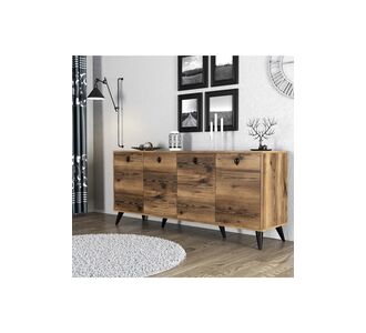 Stewehome Σκανδιναβικός μοντέρνος κονσόλα με πόδια και πόρτες Καφέ 180x45x80 cm 459198 |  Βιτρίνες - Έπιπλα εισόδου στο espiti