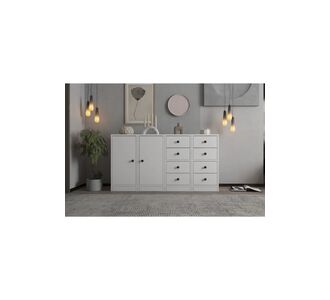 Stewehome Κονσόλα με ντουλάπι και συρτάρια Λευκό 40x130x40 cm 994695 |  Βιτρίνες - Έπιπλα εισόδου στο espiti