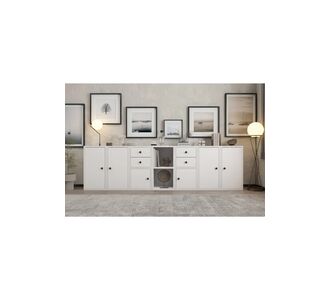 Stewehome Κονσόλα με έξι πόρτες τέσσερα συρτάρια και ράφια χωρίς πλαίσιο Λευκό 228x30x65 cm 655971 |  Βιτρίνες - Έπιπλα εισόδου στο espiti