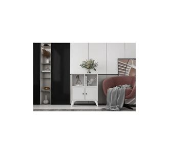 Stewehome Σκανδιναβική κονσόλα με πόδια δύο πόρτες και ράφι Λευκό 65x30x80 cm 271585 |  Βιτρίνες - Έπιπλα εισόδου στο espiti