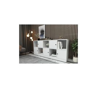 Stewehome Κονσόλα με ράφι και ντουλάπι Λευκό 160x40x72 cm 637231 |  Βιτρίνες - Έπιπλα εισόδου στο espiti