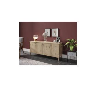 Stewehome Πολυλειτουργική κονσόλα από MDF με σκανδιναβικό στιλ και ράφι Καφέ 140x40x65 cm 983672 |  Βιτρίνες - Έπιπλα εισόδου στο espiti