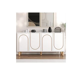 Stewehome Κονσόλα από MDF με καπάκια και σχέδιο με ράφι 150 εκ για το σαλόνι Λευκό 150x36x73 cm 614763 |  Βιτρίνες - Έπιπλα εισόδου στο espiti