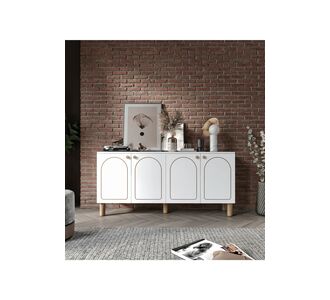 Stewehome Μποέμ κονσόλα με 4 πόρτες από MDF υψηλής ποιότητας σε μοντέρνο στιλ Λευκό 180x40x86 cm 289072 |  Βιτρίνες - Έπιπλα εισόδου στο espiti