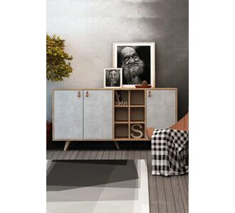 Stewehome Σκανδιναβικός κονσόλα από σανίδα με πόδια και ράφι Χρυσό 140x40x89 cm 919146 |  Βιτρίνες - Έπιπλα εισόδου στο espiti