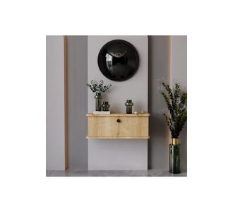 Stewehome Κονσόλα τοίχου με οβάλ άκρες από 100% MDF με πόρτα Καφέ 69x26x26 cm 665674 |  Βιτρίνες - Έπιπλα εισόδου στο espiti