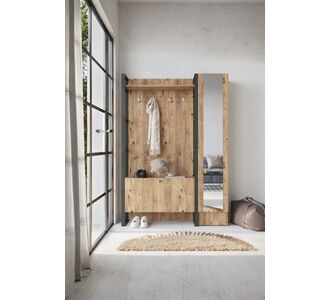 Stewehome Μεταλλικός σκανδιναβικός διακοσμητικός καθρέφτης βιτρίνα με ντουλάπι παπουτσιών και 2 πόρτες Καφέ 40x90x180 cm 129760 |  Καλόγεροι -Κρεμάστρες στο espiti