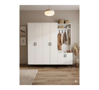 Stewehome Ντουλάπα με 4 πόρτες από Συνθετικό ξύλο 180 cm Λευκό 35x184x184 cm 579014 |  Καλόγεροι -Κρεμάστρες στο espiti
