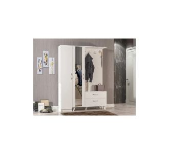 Stewehome Λευκή ντουλάπα εισόδου με παπουτσοθήκη και πόδια μοντέρνου στιλ Λευκό 146x36x180 cm 401792 |  Καλόγεροι -Κρεμάστρες στο espiti