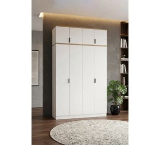 Stewehome Ντουλάπα με 2 πόρτες και ράφι με αποθηκευτικό χώρο 120 εκ Λευκό 120x226x226 cm 119812 |  Καλόγεροι -Κρεμάστρες στο espiti