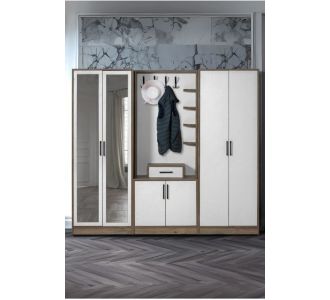 Stewehome Ντουλάπα εισόδου με 4 πόρτες και 2 καθρέφτες από μελαμίνη μοντέρνου στιλ Καφέ 224x181x181 cm 293035 |  Καλόγεροι -Κρεμάστρες στο espiti