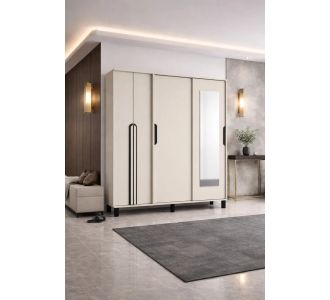 Stewehome Συρόμενη ντουλάπα από Συνθετικό ξύλο μοντέρνου σχεδιασμού Μπεζ 175x196x196 cm 853897 |  Καλόγεροι -Κρεμάστρες στο espiti