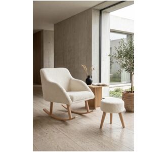 Stewehome Κουνιστή πολυθρόνα με πόδια από ξύλο και πουφ 50x78x78 cm 127589 |  Πολυθρόνες σαλονιού στο espiti