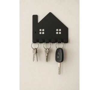 Stewehome Μεταλλική κρεμάστρα κλειδιών τοίχου με 6 γάντζους σε σχήμα σπιτιού Μαύρο 13x13 cm 127874 |  Καλόγεροι -Κρεμάστρες στο espiti