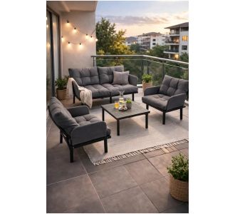 Stewehome Σετ καθιστικού κήπου μπαλκονιού και καφέ μεταλλικό με τραπεζάκι Μαύρο 65x52x52 cm 977509 |  Σετ τραπεζαρία κήπου στο espiti