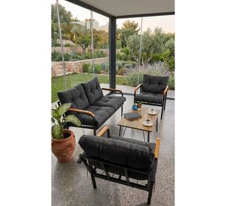 Stewehome Σετ καθιστικού με 2θέσιο και 1θέσιους καναπέδες και τραπεζάκι 116x60x45 cm 353690 |  Σετ τραπεζαρία κήπου στο espiti