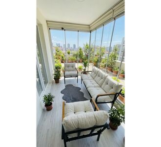 Stewehome Σετ μεταλλικού καναπέ και πολυθρόνας για μπαλκόνι κήπο καφέ 60x60x15 cm 622670 |  Σετ τραπεζαρία κήπου στο espiti
