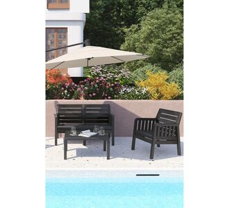 Stewehome Σετ καθιστικού κήπου μπαλκονιού βεράντας Γκρι 60x73x65 cm 351949 |  Σετ τραπεζαρία κήπου στο espiti