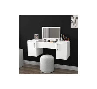 Stewehome τραπέζι μακιγιάζ τοίχου με καθρέφτη και αποθηκευτικό χώρο Λευκό 100x35x74 cm 765679 |  Συρταριέρες -Κονσόλες στο espiti