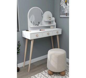 Stewehome Τουαλέτα με καθρέφτη και ξύλινα πόδια 90x35x72 cm 373794 |  Συρταριέρες -Κονσόλες στο espiti