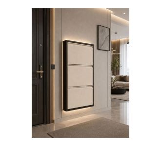 Stewehome Σετ 3 τεμαχίων μεταλλική παπουτσοθήκη με καφέ και κρεμ πόδια Καφέ 50x15x103 cm 196456 |  Παπουτσοθήκες στο espiti